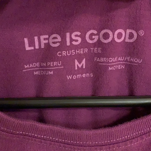 Life is Good Long Sleeve Crusher Tee. Medium. Purple. “Be the Good.” - Picture 3 of 5